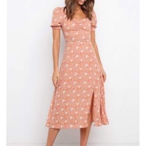 Petal & Pup Orange Floral Midi Dress